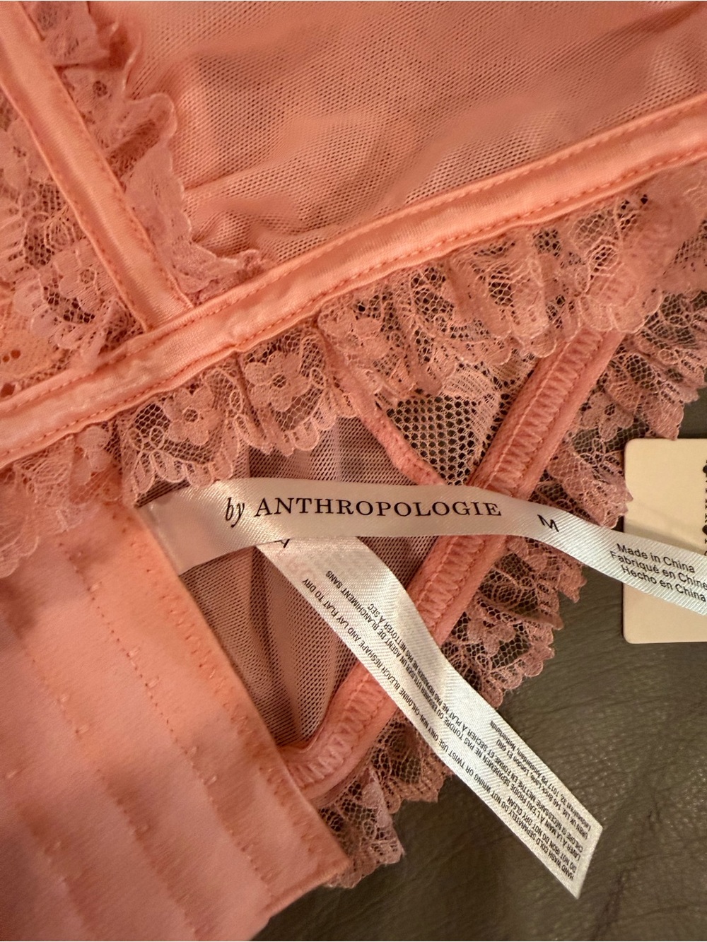 Anthropologie Blush Pink Lace Longline Underwire Bralette - Picture 4 of 4
